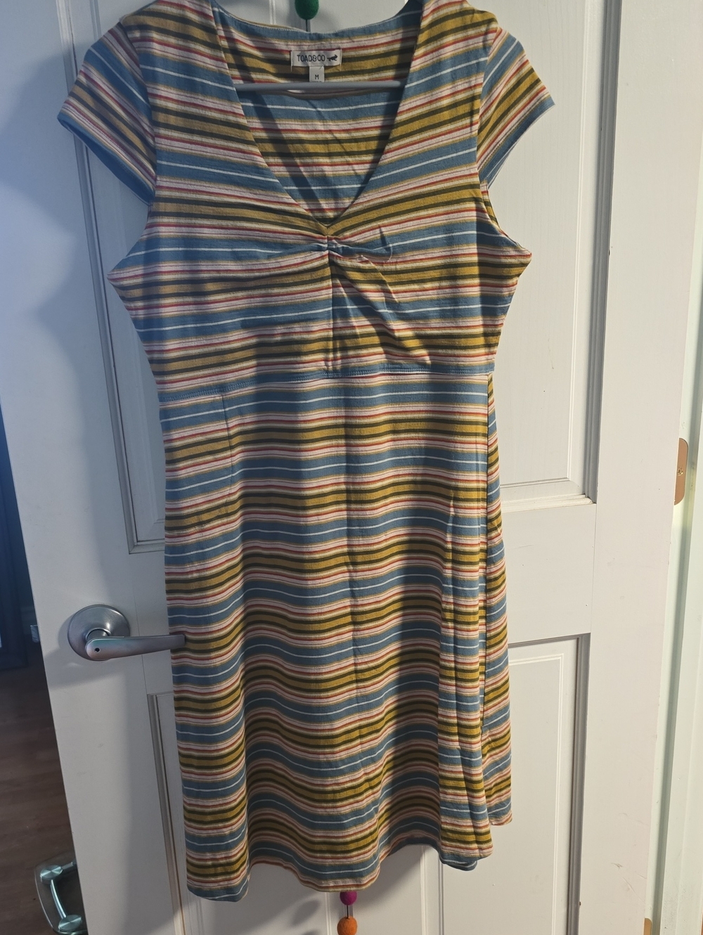 Toad&Co Multicolor Striped V-Neck Knit Midi Dress